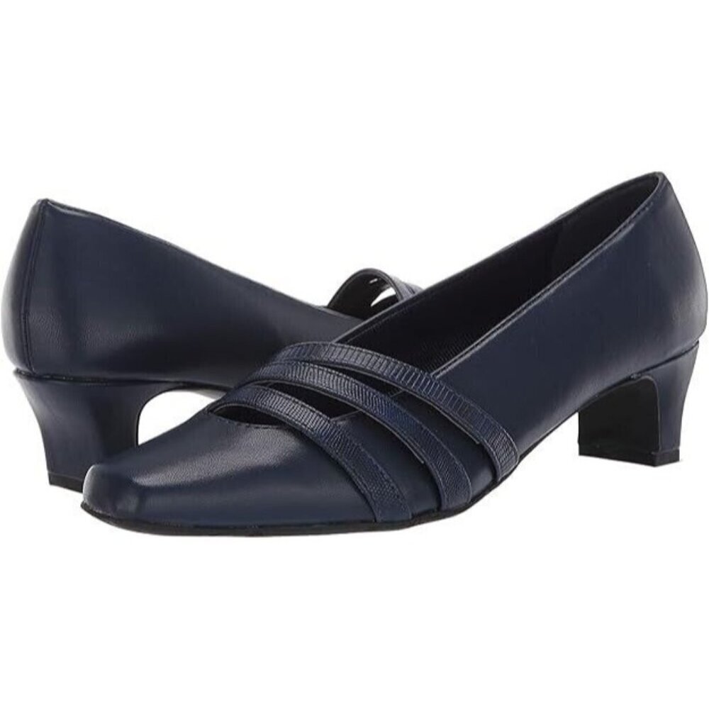 Easy Street Women's Entice Dress Shoe Pump Navy Blue 6 W NEW
